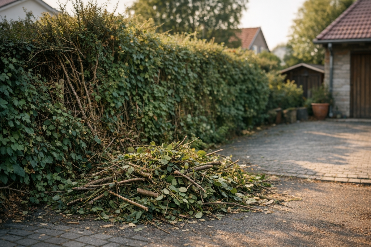 Hecke schneiden (KI-Bild)